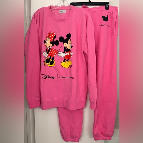Stoney Clover Lane x Disney Mickey & Minnie Oversized Pink Sweatsuit Set L/XL - Picture 3 of 13